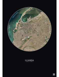 Luanda Satellite View Poster 6km Color | Gravura – Dark background 2