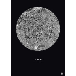 Luanda Satellite View Poster 2.5km B&W | Gravura – Dark background