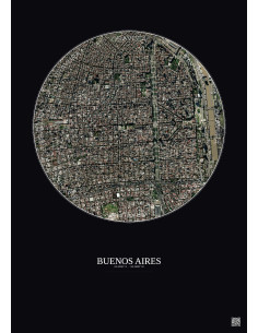 Buenos Aires Satellite View Poster 2.5km Color | Gravura – Dark background 2