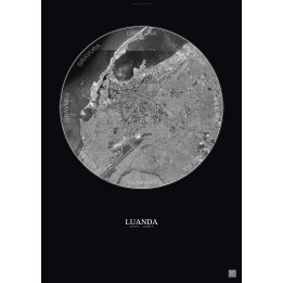 Luanda Satellite View Poster 6km B&W | Gravura – Dark background