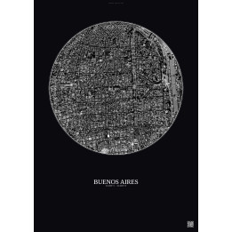 Buenos Aires Satellite View Poster 2.5km B&W | Gravura – Dark background