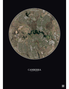 Canberra Satellite View Poster 10km Color | Gravura – Dark background 2