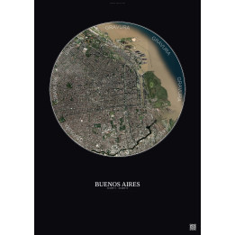 Affiche Buenos Aires – Poster vue satellite 6km Couleur | Gravura – Fond foncé