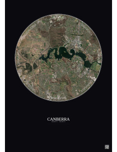 Canberra Satellite View Poster 6km Color | Gravura – Dark background 2