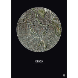 Affiche Vienna – Poster vue satellite 2.5km Couleur | Gravura – Fond foncé