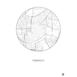 Affiche Damascus – Poster carte de ville 2.5km | Gravura – Fond clair