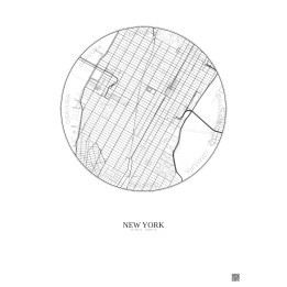 Affiche New York – Poster carte de ville 2.5km | Gravura – Fond clair