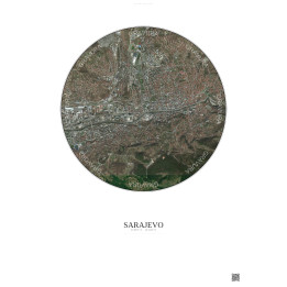 Affiche Sarajevo – Poster vue satellite 2.5km Couleur | Gravura – Fond clair
