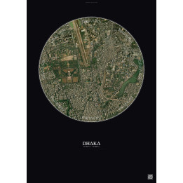 Dhaka Satellite View Poster 2.5km Color | Gravura – Dark background