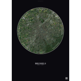 Affiche Brussels – Poster vue satellite 10km Couleur | Gravura – Fond foncé