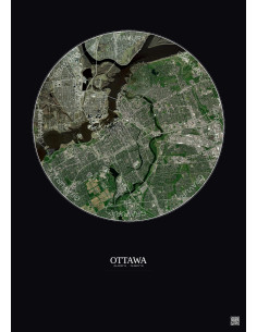 Ottawa Satellite View Poster 6km Color | Gravura – Dark background 2