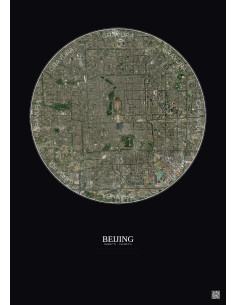 Beijing Satellite View Poster 10km Color | Gravura – Dark background 2