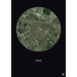 Sofia Satellite View Poster 2.5km Color | Gravura – Dark background