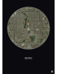 Beijing Satellite View Poster 6km Color | Gravura – Dark background 2