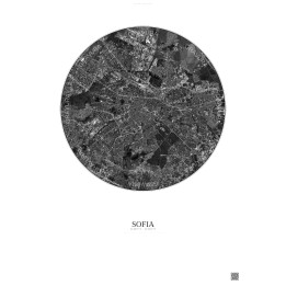 Affiche Sofia – Poster vue satellite 6km N&B | Gravura – Fond clair