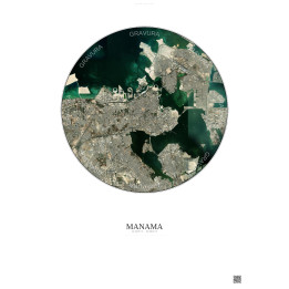 Affiche Manama – Poster vue satellite 10km Couleur | Gravura – Fond clair