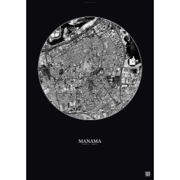 Manama Satellite View Poster 2.5km B&W | Gravura – Dark background