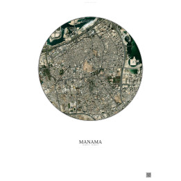 Affiche Manama – Poster vue satellite 2.5km Couleur | Gravura – Fond clair