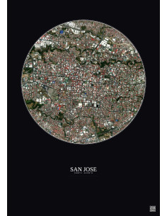 Affiche San Jose – Poster vue satellite 2.5km Couleur | Gravura – Fond foncé 2