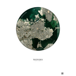 Manama Satellite View Poster 6km Color | Gravura – Light background