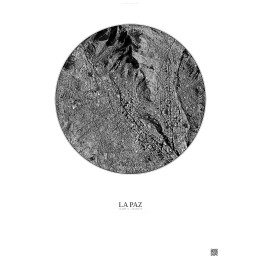 La Paz Satellite View Poster 2.5km B&W | Gravura – Light background