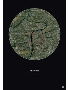 Affiche Prague – Poster vue satellite 6km Couleur | Gravura – Fond foncé 2