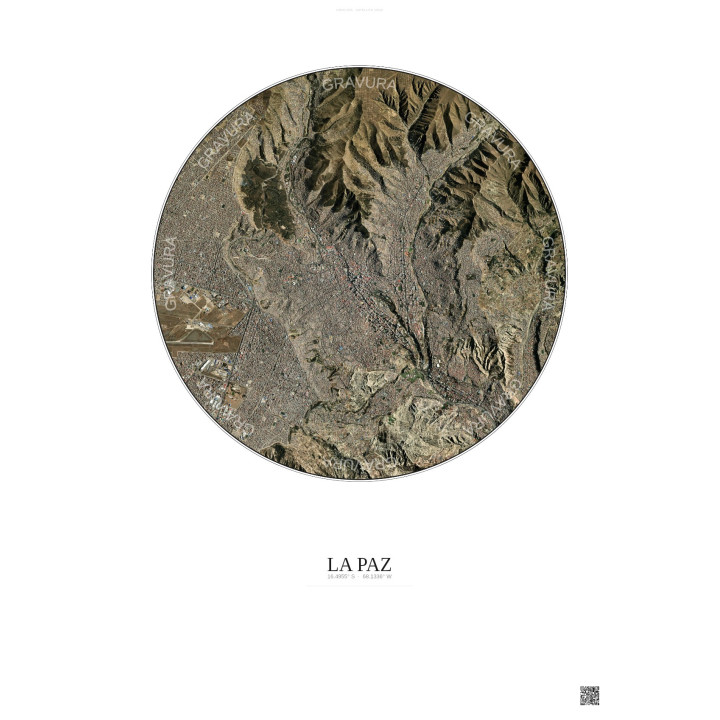 La Paz Satellite View Poster 6km Color | Gravura – Light background