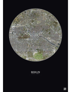 Affiche Berlin – Poster vue satellite 6km Couleur | Gravura – Fond foncé 2