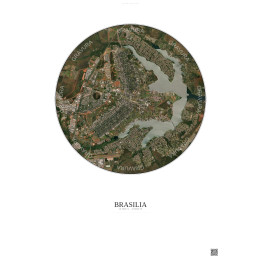 Affiche Brasilia – Poster vue satellite 10km Couleur | Gravura – Fond clair
