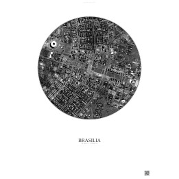 Brasilia Satellite View Poster 2.5km B&W | Gravura – Light background