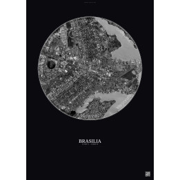 Brasilia Satellite View Poster 6km B&W | Gravura – Dark background