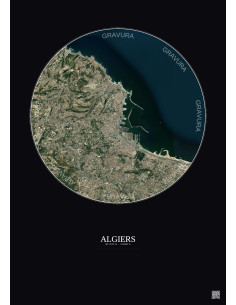 Affiche Algiers – Poster vue satellite 6km Couleur | Gravura – Fond foncé 2