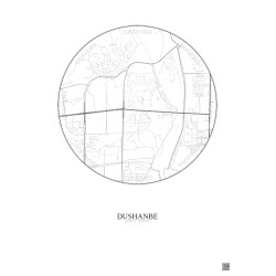 Affiche Dushanbe – Poster carte de ville 2.5km | Gravura – Fond clair