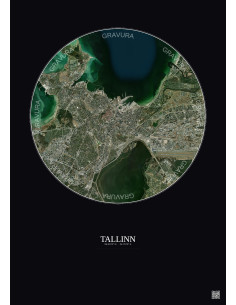 Affiche Tallinn – Poster vue satellite 6km Couleur | Gravura – Fond foncé 2