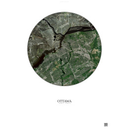 Affiche Ottawa – Poster vue satellite 10km Couleur | Gravura – Fond clair