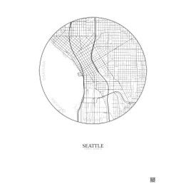 Affiche Seattle – Poster carte de ville 2.5km | Gravura – Fond clair