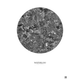 Waterloo Satellite View Poster 2.5km B&W | Gravura – Light background