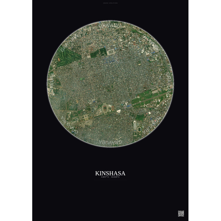 Kinshasa Satellite View Poster 2.5km Color | Gravura – Dark background