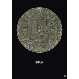 Affiche Beijing – Poster vue satellite 10km Couleur | Gravura – Fond foncé