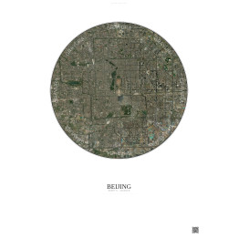 Affiche Beijing – Poster vue satellite 10km Couleur | Gravura – Fond clair