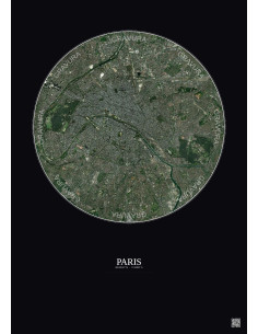 Affiche Paris – Poster vue satellite 10km Couleur | Gravura – Fond foncé 2