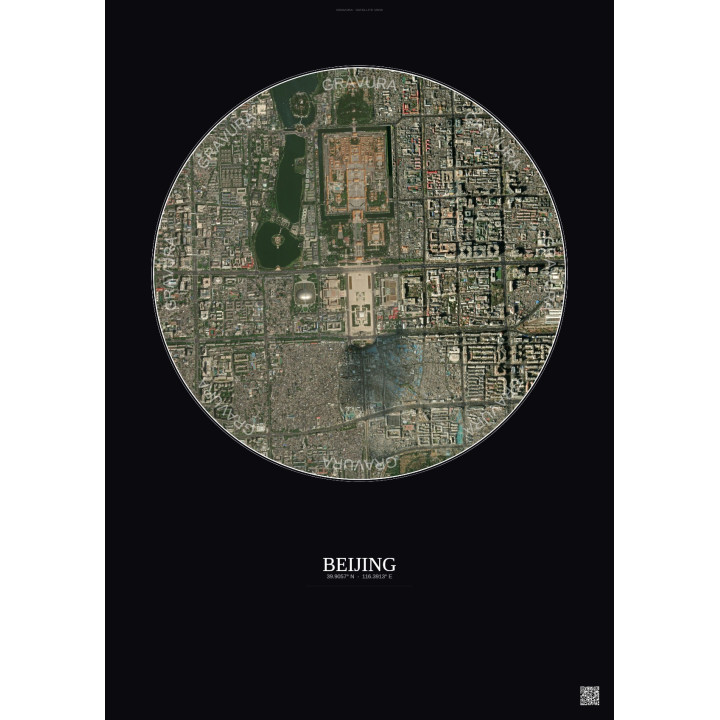 Beijing Satellite View Poster 2.5km Color | Gravura – Dark background