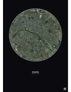 Affiche Paris – Poster vue satellite 6km Couleur | Gravura – Fond foncé 2