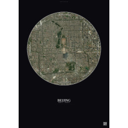 Beijing Satellite View Poster 6km Color | Gravura – Dark background