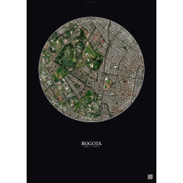 Affiche Bogota – Poster vue satellite 2.5km Couleur | Gravura – Fond foncé