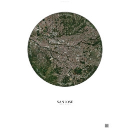 Affiche San Jose – Poster vue satellite 10km Couleur | Gravura – Fond clair