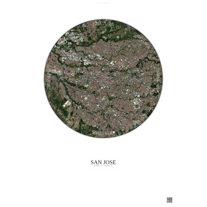 Affiche San Jose – Poster vue satellite 6km Couleur | Gravura – Fond clair