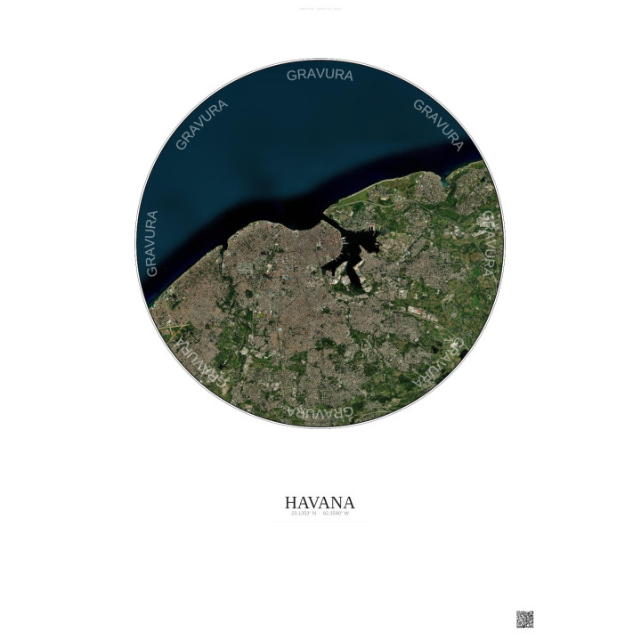 Havana Satellite View Poster 10km Color | Gravura – Light background