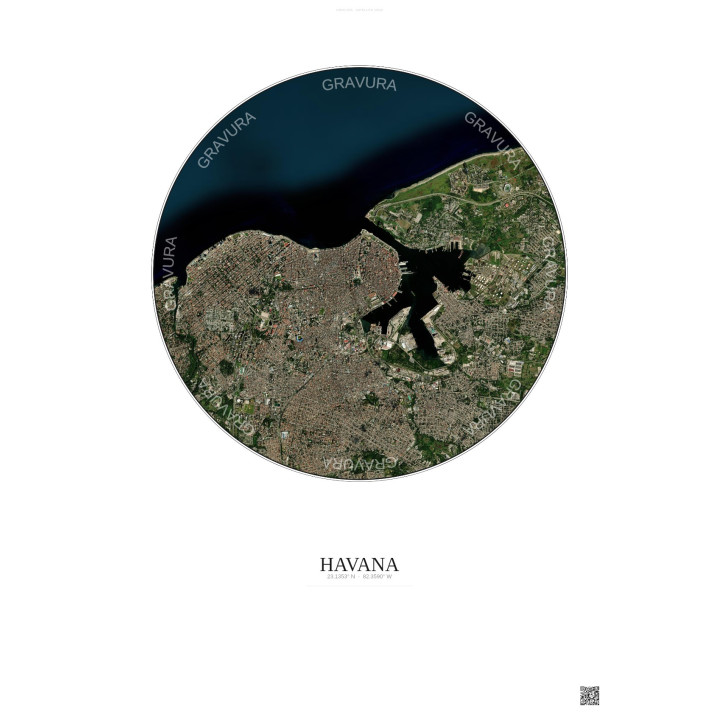 Havana Satellite View Poster 6km Color | Gravura – Light background