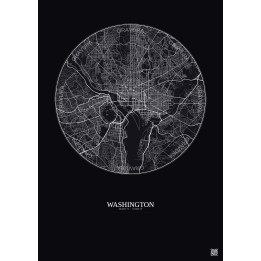 Affiche Washington – Poster carte de ville 10km | Gravura – Fond foncé